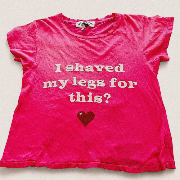 wildfox Pink cotton"I shaved my legs for this?" graphic baby heart tee Small - Picture 1 of 4